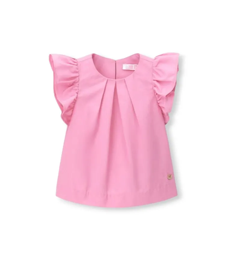 Blusa rosa con volant
