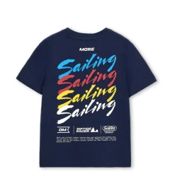 T-shirt blu con stampa